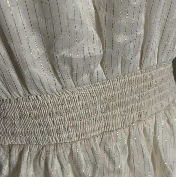 EXPRESS METALLIC TIER RUFFLE FIT & FLOW DRESS - Picture 11 of 12